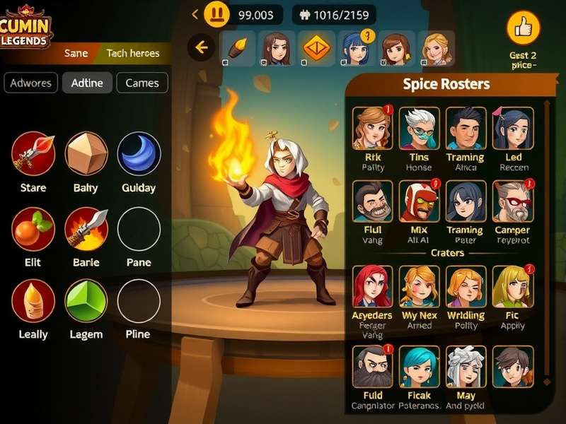 Cumin Adventure Legends character roster showing diverse heroes