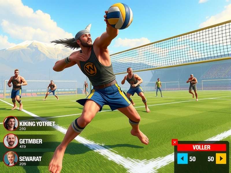 Viking Volley Pro Speed gameplay screenshot showing intense volleyball action