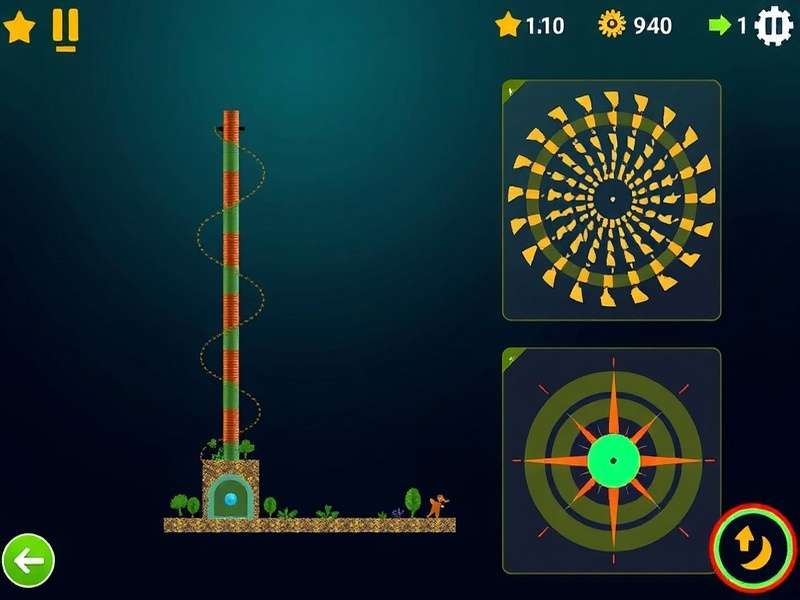 Helix Spin Escape gameplay screenshot showing spiral tower