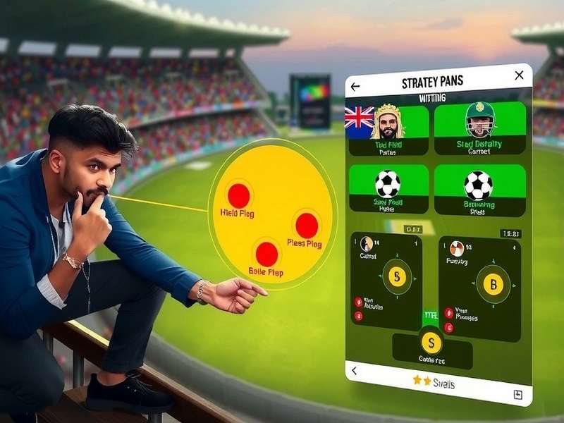 Indore Striker Pro strategy screen showing field placements and bowling plans