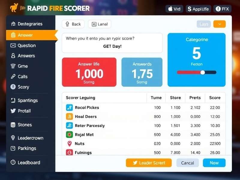 Rapid Fire Scorer Scoring System Rapid Fire Scorer scoring breakdown and leaderboard display