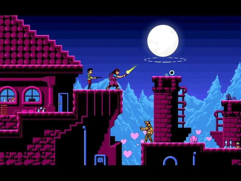 Intricate level design in Retro Rampage Retro Rampage level design example showing intricate platforming