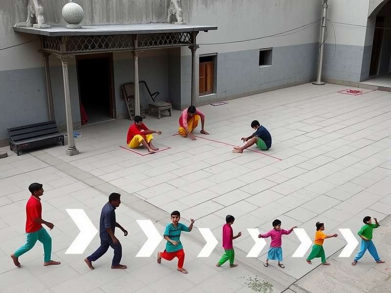 Traditional Indian children playing Chowk Patthar Champ Traditional Indian children playing Chowk Patthar Champ