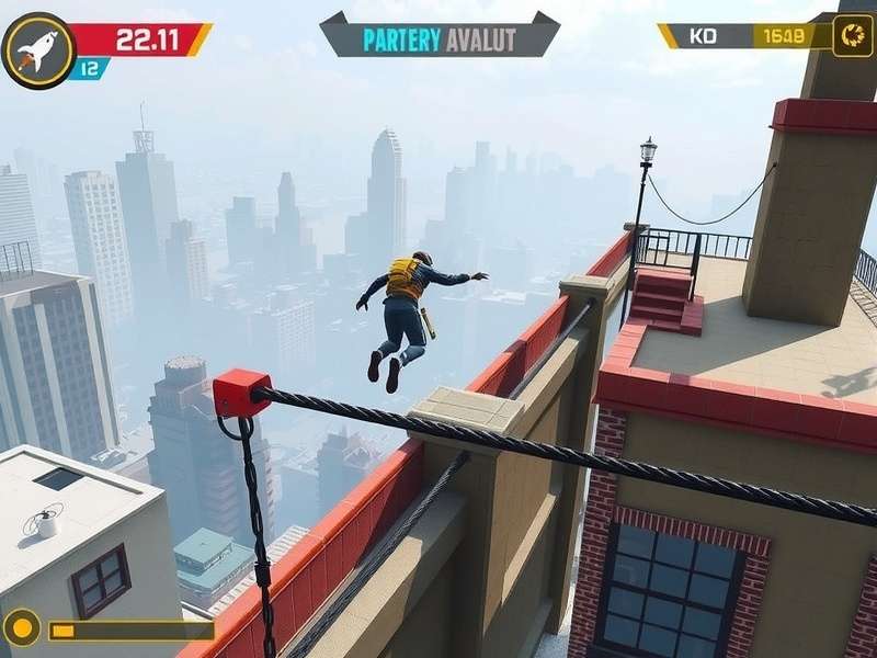 Vector 2 Rooftop Runner gameplay screenshot showing parkour action