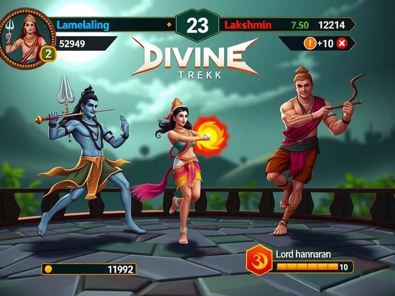 Divine Trek gameplay screenshot showing character combat