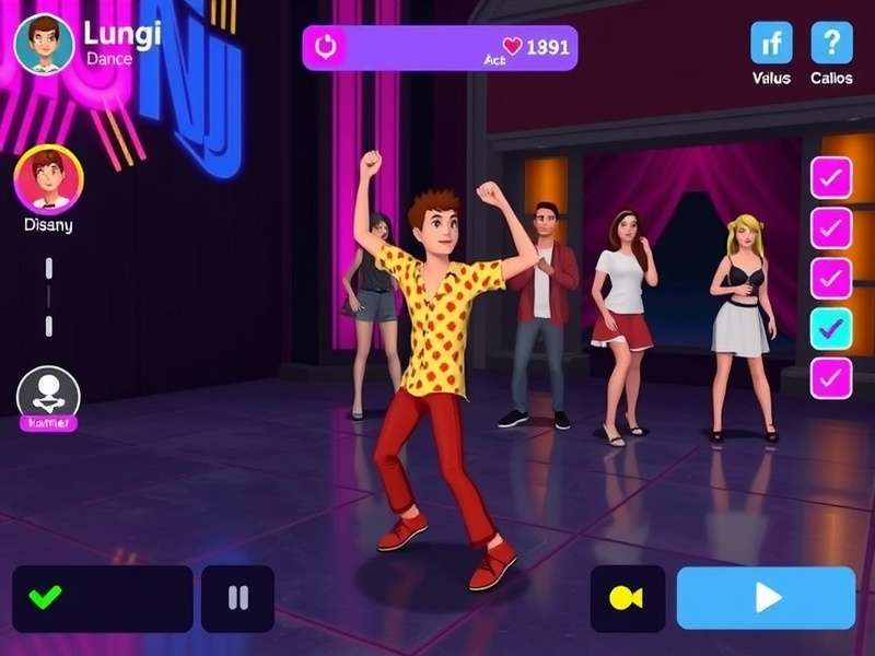 Lungi Dance Sensation gameplay screenshot showing character dancing