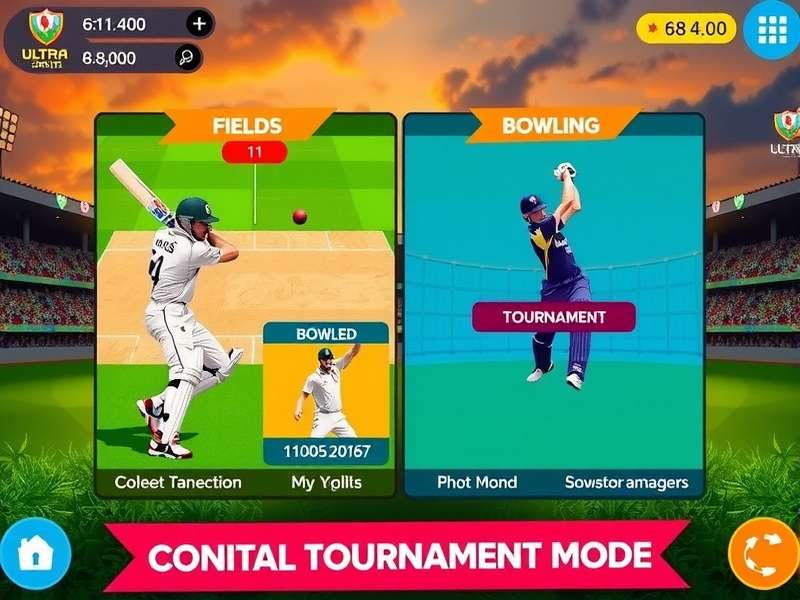 Ultra Cricket Mania Batting Interface Ultra Cricket Mania gameplay screenshot showing batting interface