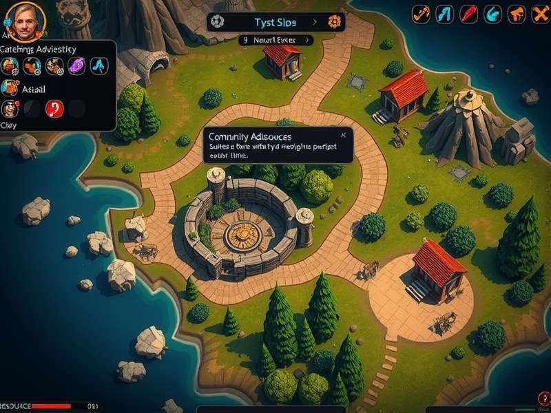 Strategic map view from Amethyst Affluence Adventure showing resource locations