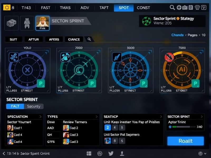 Sector Sprint gameplay interface showing strategic elements