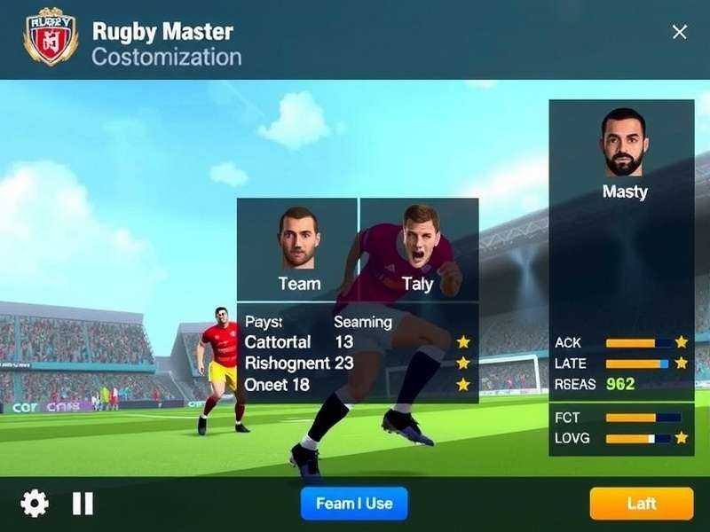 Indi Rugby Master team customization interface