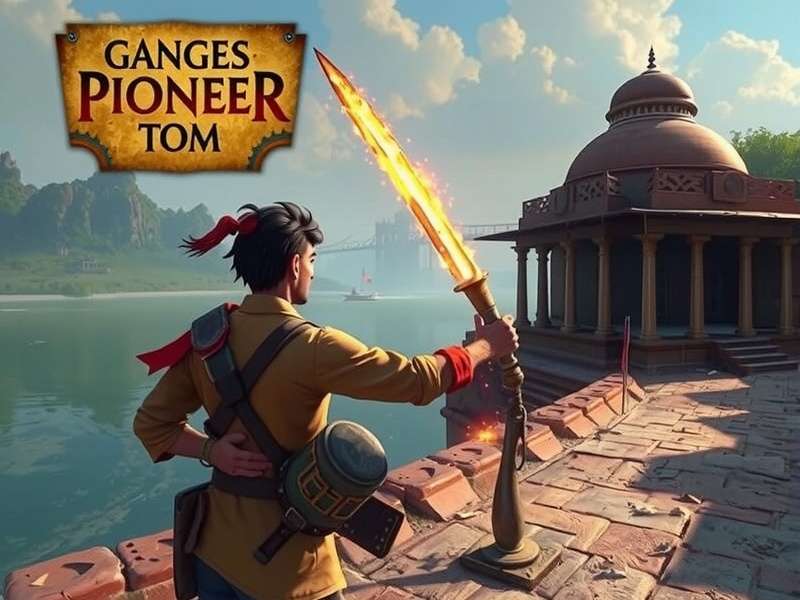 Puzzle solving scene from Ganges Pioneer Tom in ancient temple setting