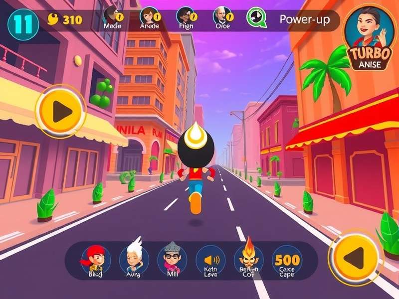 Turbo Run Anise gameplay screenshot showing character running through vibrant Indian cityscape