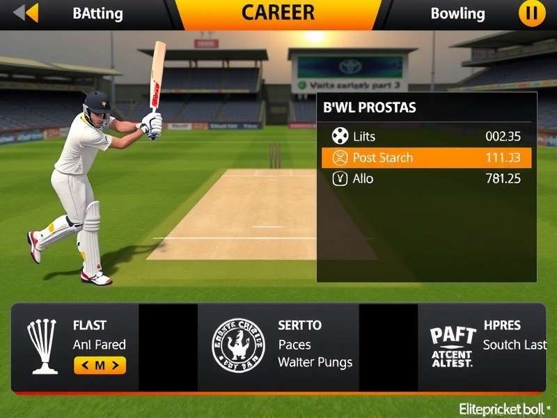 Elite Cricket Bolt Career Mode Elite Cricket Bolt career mode progression screen