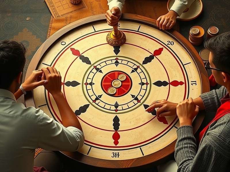 Carrom tournament in progress with players competing