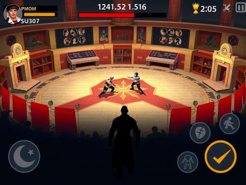 Gladiator S Rise Elite gameplay screenshot showing combat arena