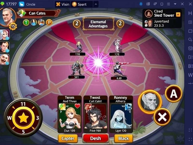 Celestial Warrior King strategy guide showing team formations and elemental advantages