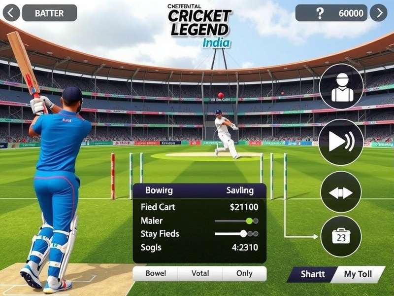 Bowling Interface in Cricket Legend India Cricket Legend India bowling controls and field settings