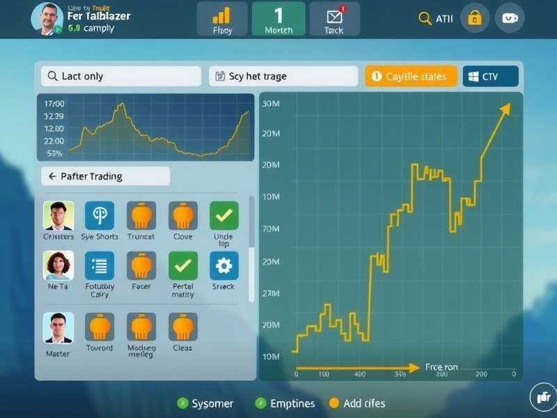Trade Trailblazer gameplay interface showing market dashboard