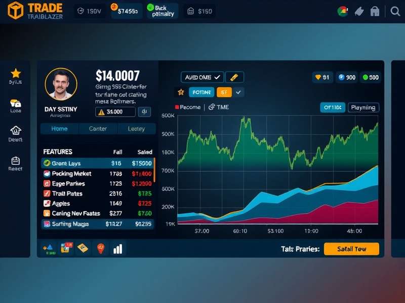Trade Trailblazer feature showcase with multiple gameplay elements