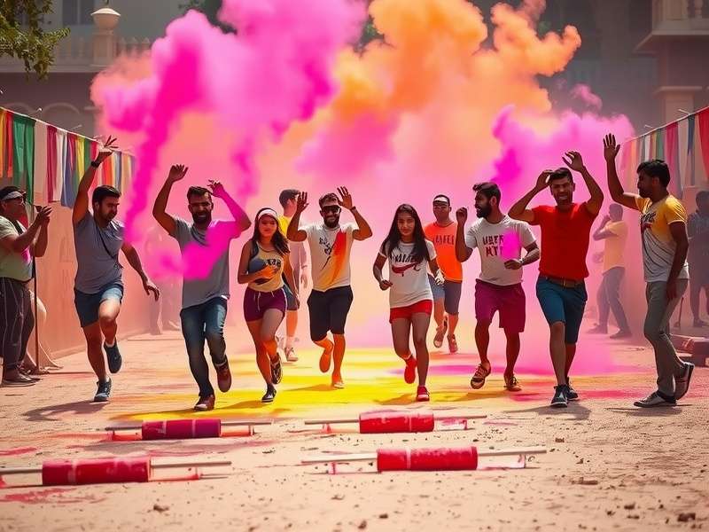 Holi Glory Race participants celebrating with colors
