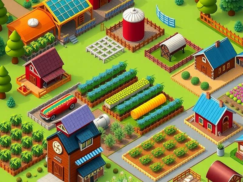Farm Customization Features Farm customization options in Farm Ville Power Harvest showing various decorative elements