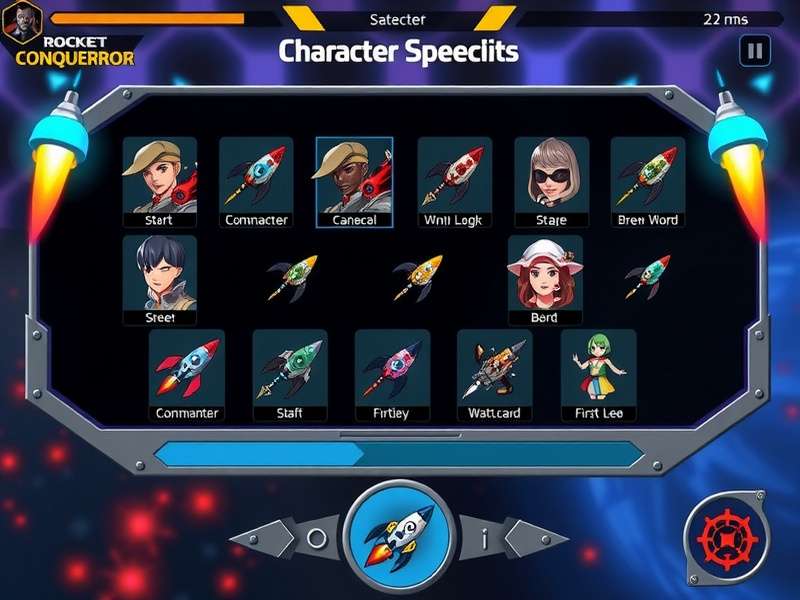 Assam Rocket Conqueror character selection screen showing diverse commanders