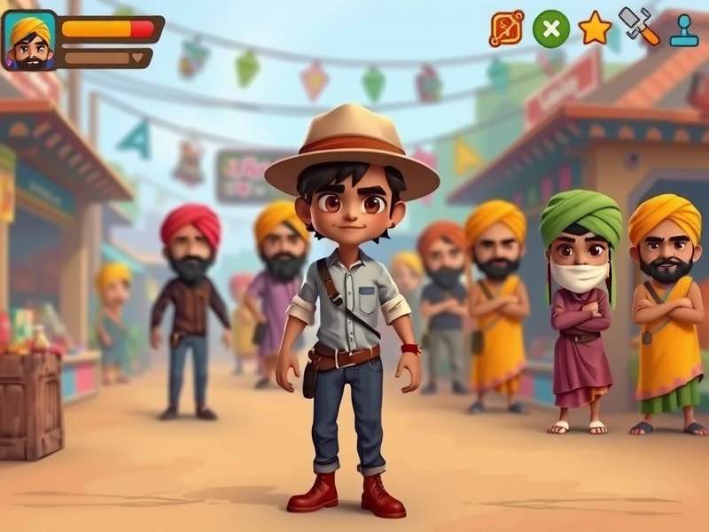 Desi Cumin Adventure King - Vibrant Gameplay Environment Desi Cumin Adventure King gameplay screenshot showing character in Indian marketplace