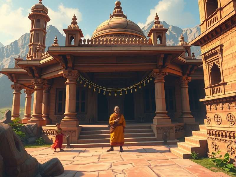 Sacred Journey Quest - Cultural Representation Sacred Journey Quest cultural representation showing diverse Indian landscapes