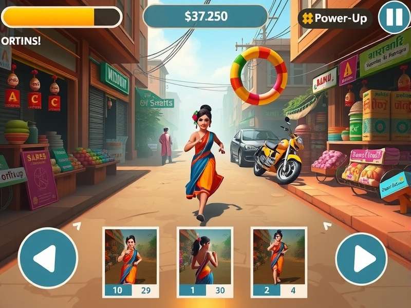 Saree Rush Champion power-up collection during gameplay