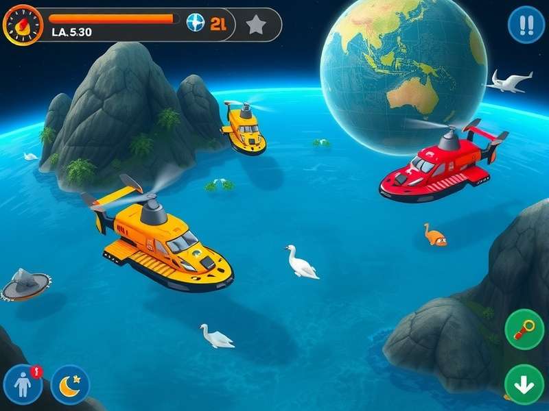 Planet Rescuers Mission gameplay screenshot showing environmental rescue operations