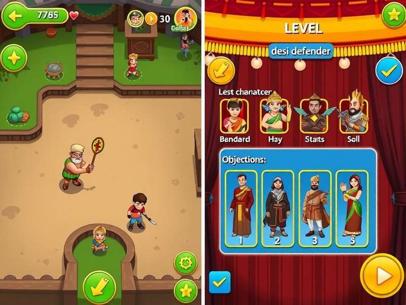 Desi Defender level completion screen showing objectives achieved