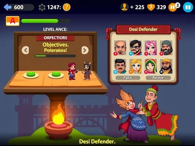 Desi Defender gameplay screenshot showing Indian-themed defense mechanics
