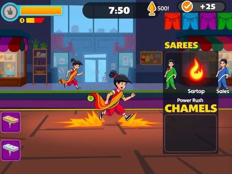 Saree Rush Champion character selection screen showing different saree options