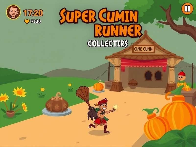 Super Cumin Runner Gameplay Super Cumin Runner gameplay screenshot showing character collecting spices