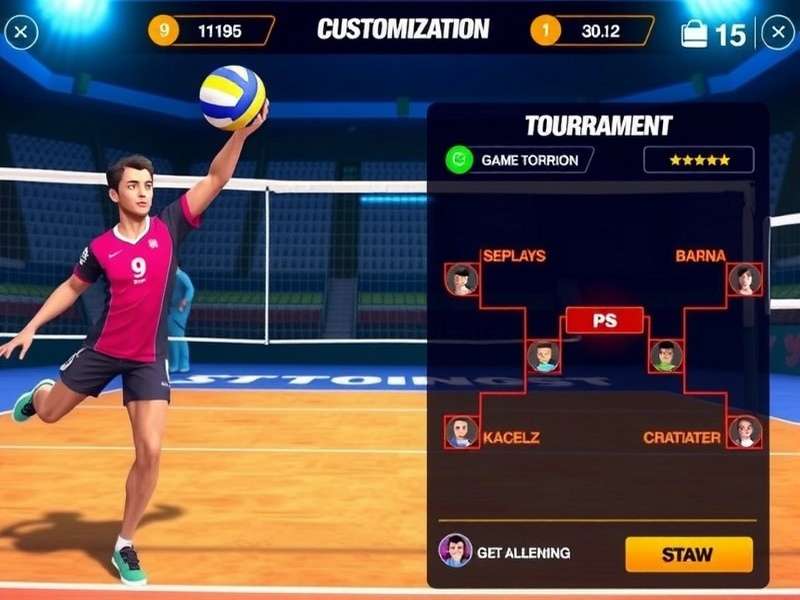 Bharat Volley Titans Gameplay Bharat Volley Titans gameplay screenshot showing volleyball action