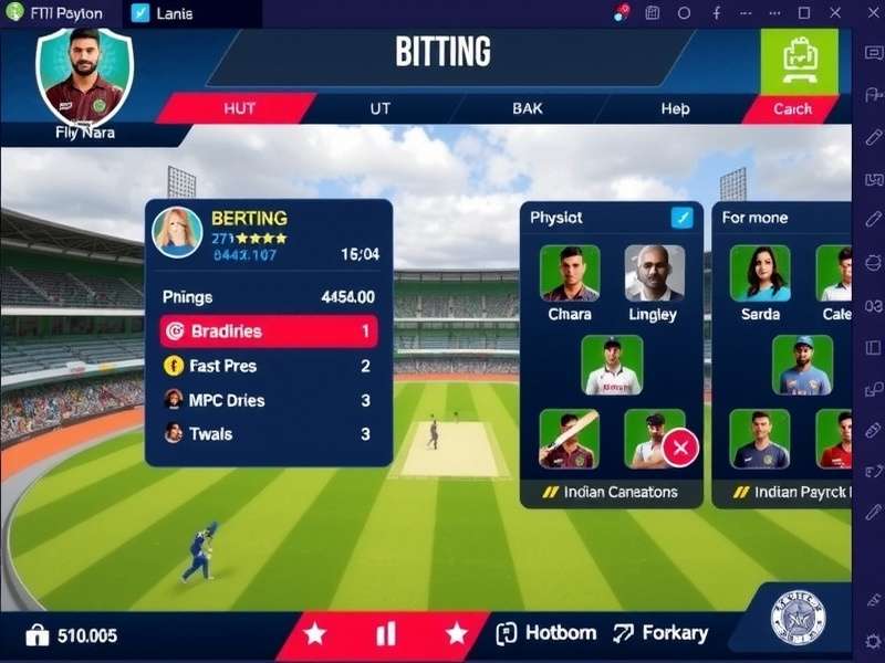 Indian Cricket Titans Batting Interface Indian Cricket Titans gameplay screenshot showing batting interface