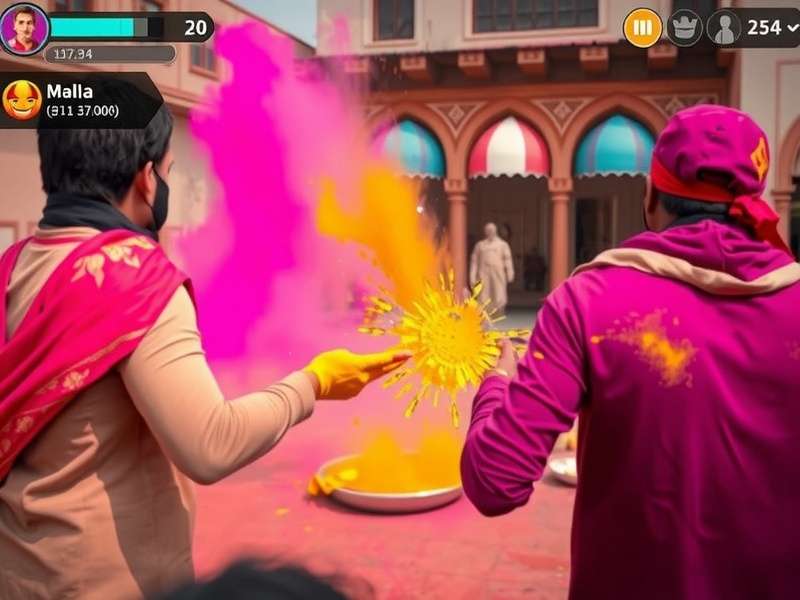 Holi Glittery Explore multiplayer color battle scene