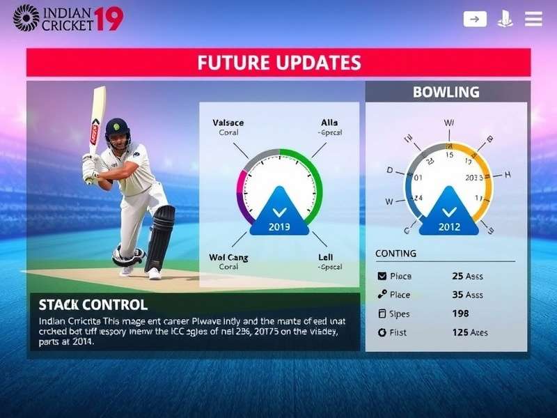 Indian Cricket Elite 19 Batting Interface Indian Cricket Elite 19 gameplay screenshot showing batting interface