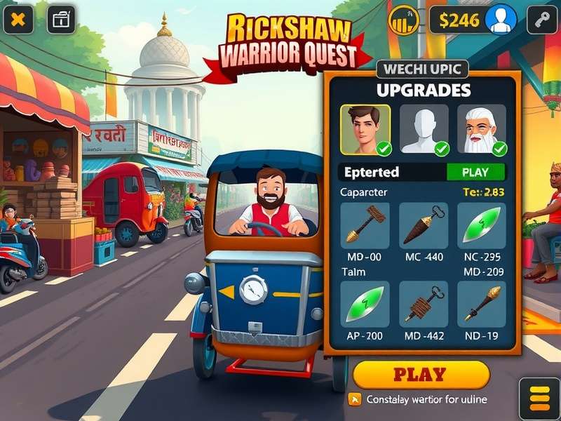 Rickshaw Warrior Quest - Character Selection Rickshaw Warrior Quest character selection screen showing diverse driver options