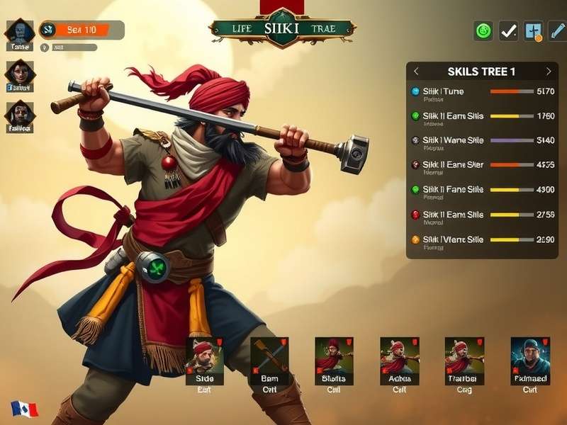 Historical Sikh warrior with mace illustration