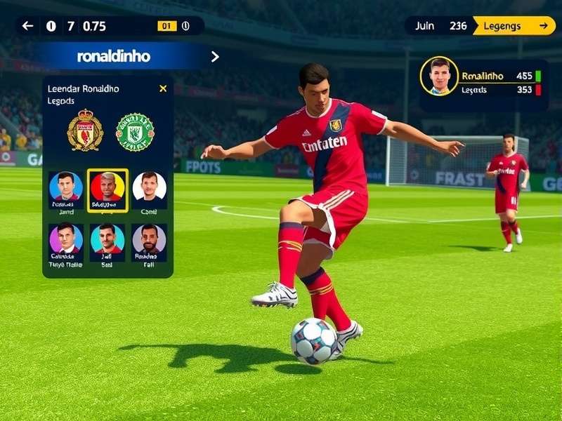 Character Selection in Legendary Ronaldinho Legendary Ronaldinho character selection screen showing multiple football legends