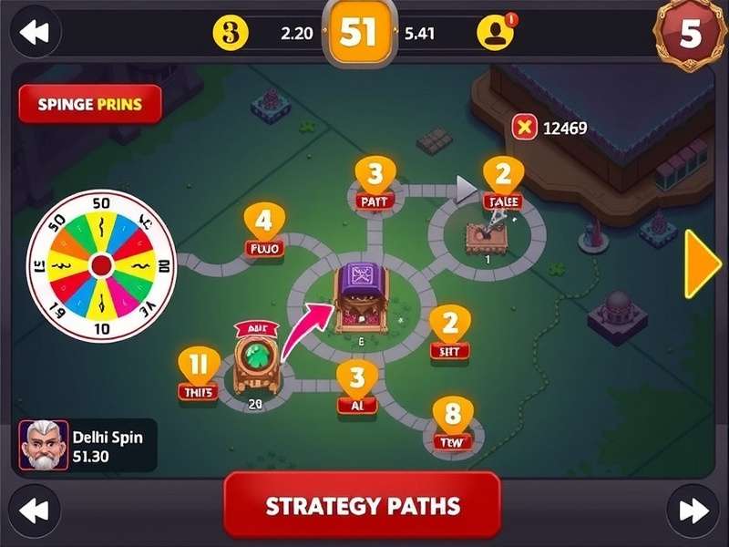 Delhi Spin Crusade strategy guide showing optimal paths