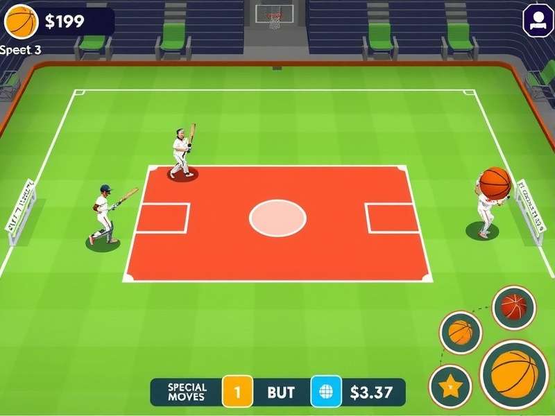 Basket Cricket Star Gameplay Basket Cricket Star gameplay screenshot showing cricket and basketball elements combined