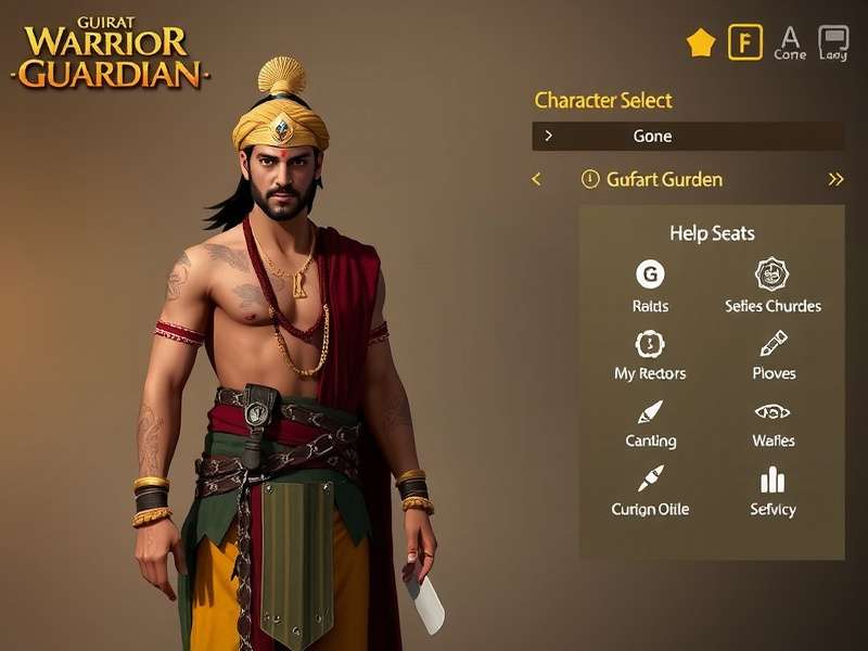 Gujarat Warrior Guardian Characters Gujarat Warrior Guardian character selection screen