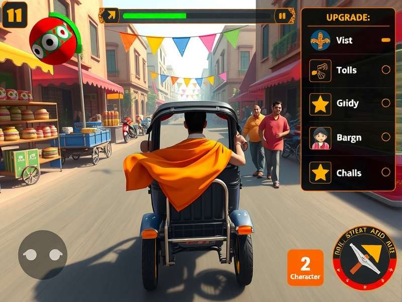 Rickshaw Warrior Quest - Vehicle Customization Rickshaw Warrior Quest upgrade menu showing vehicle customization options