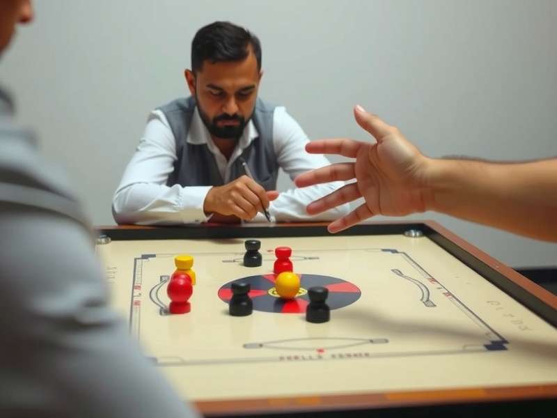 Carrom Extreme Fighter board setup with pieces