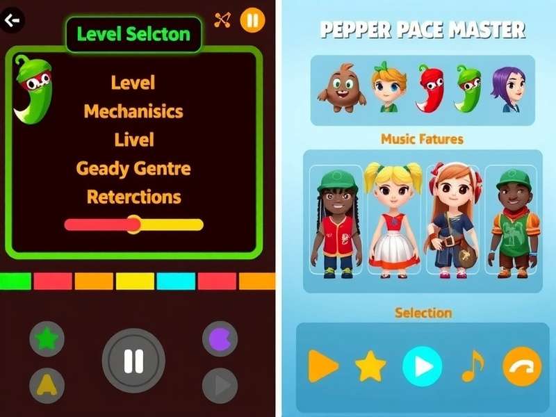 Pepper Pace Master level selection screen showing different music genres