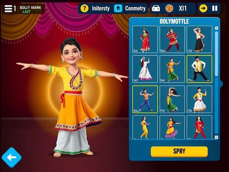 Dance Dynamo Dazzler Character Customization Character customization screen in Dance Dynamo Dazzler showing traditional Indian outfits
