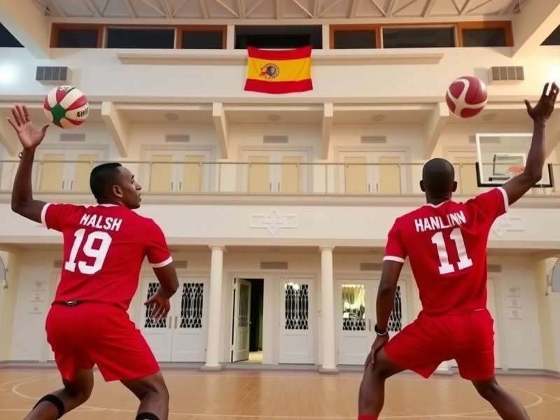 Diagram showing Indian Handball Gladiators court dimensions and player positions