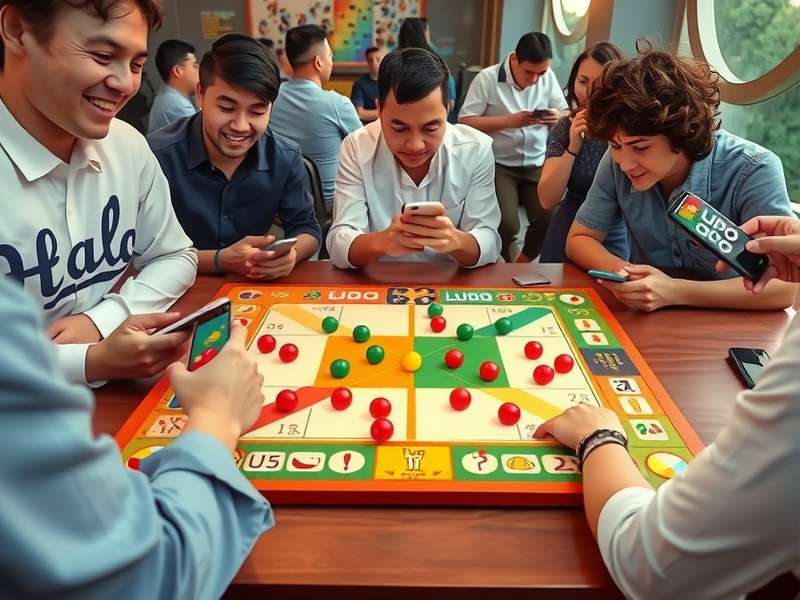 People playing Ludo Glory on mobile devices in social settings